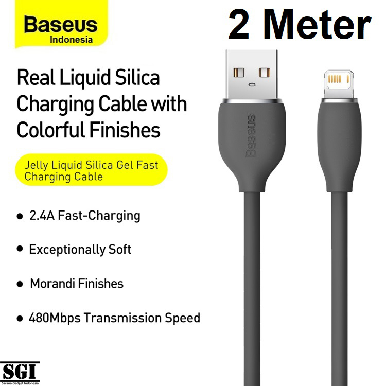 BASEUS Kabel Data Jelly Liquid Silica Gel USB to Lightning 2M 2 Meter Fast Charging Iphone 5 5S 6 7 