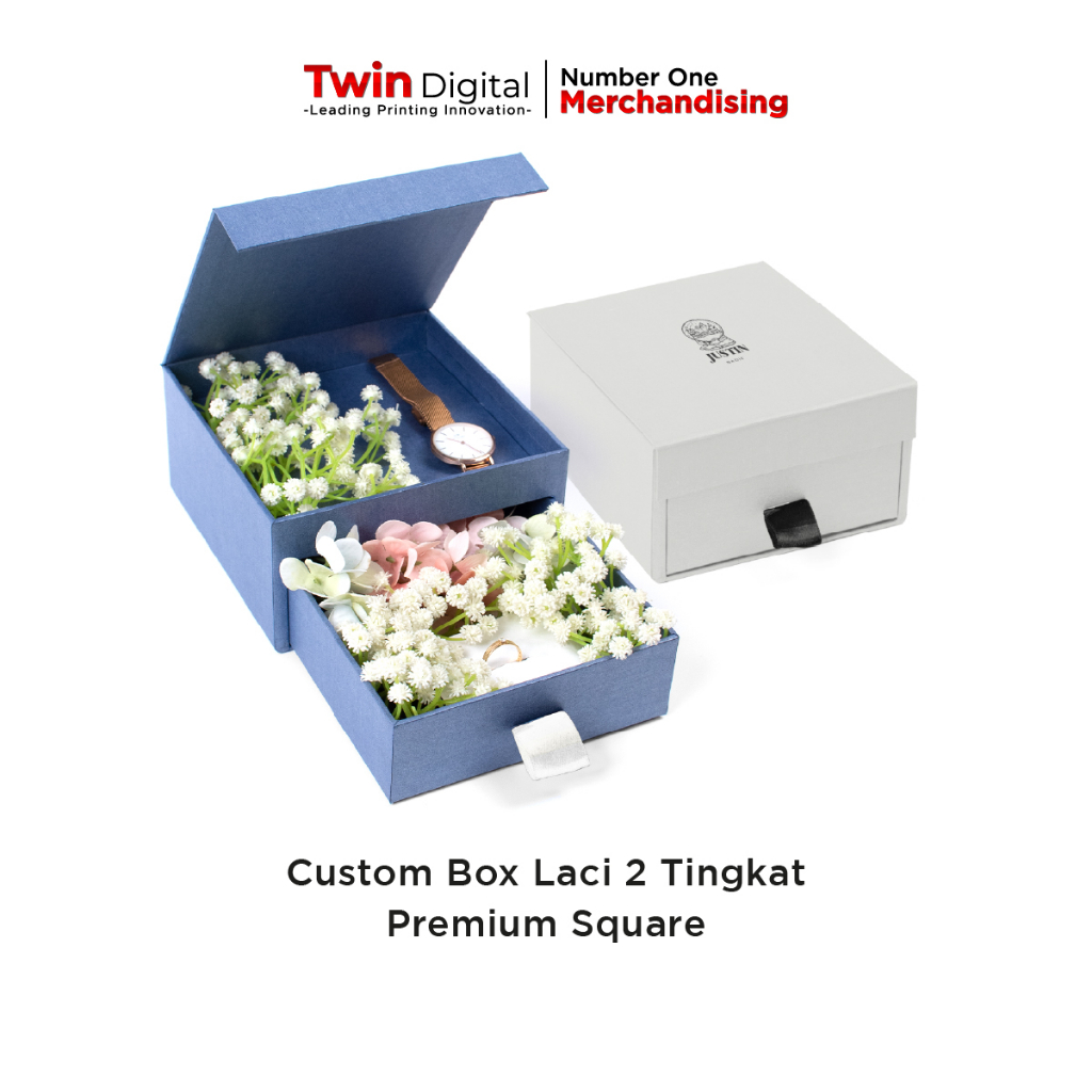 

Twindigital Custom Box Laci 2 Tingkat Premium Square Tempat Perhiasan / Jam Anniversary Gift - Kotak Kado Ulang Tahun