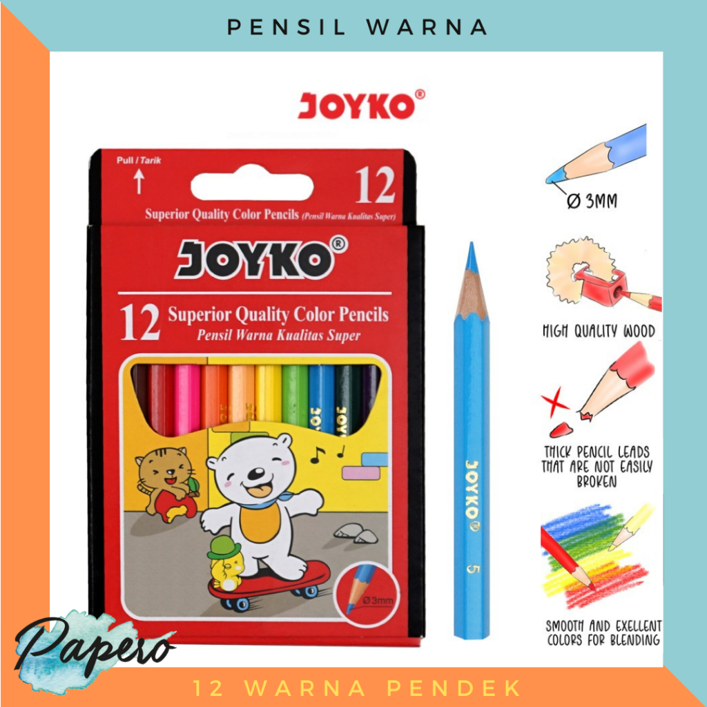 

Pensil Warna Joyko Mini / Short Color Pencils Hexagonal Grip