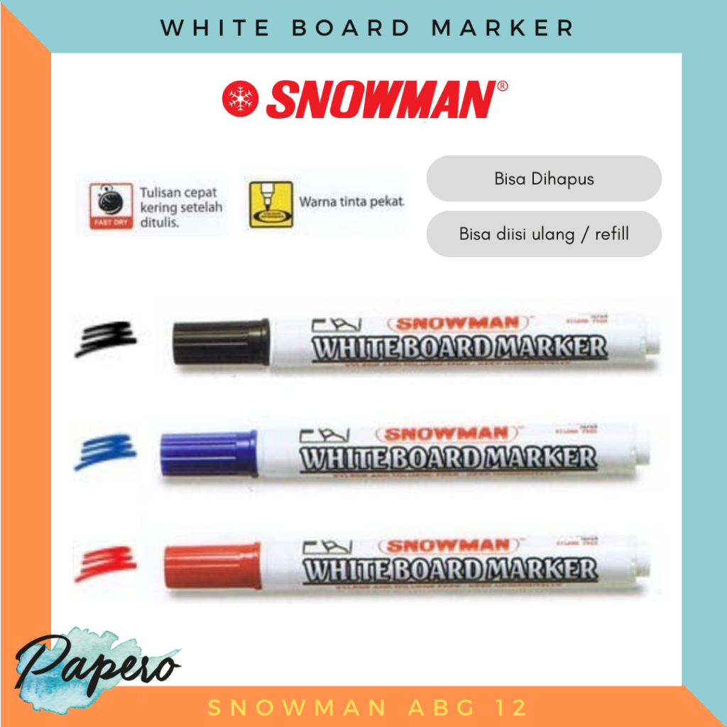 

Spidol Snowman White Board / Bisa Dihapus ABG 12