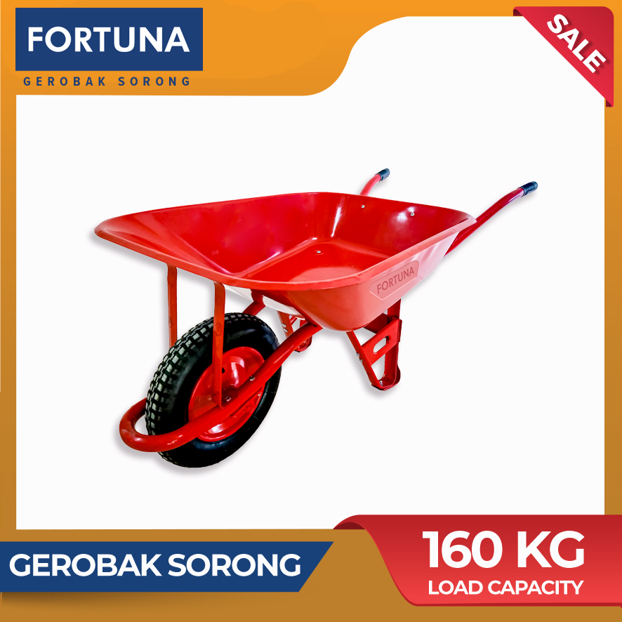 Fortuna Gerobak Sorong Angkong Besi | Gerobak Dorong Pasir Cor Sawit | 160 Kg
