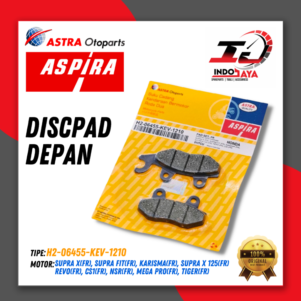[BAYAR DI TEMPAT] ASPIRA DISCPAD KAMPAS REM DEPAN SUPRA X / FIT / KARISMA / REVO / CS1 / NSR / MEGA 