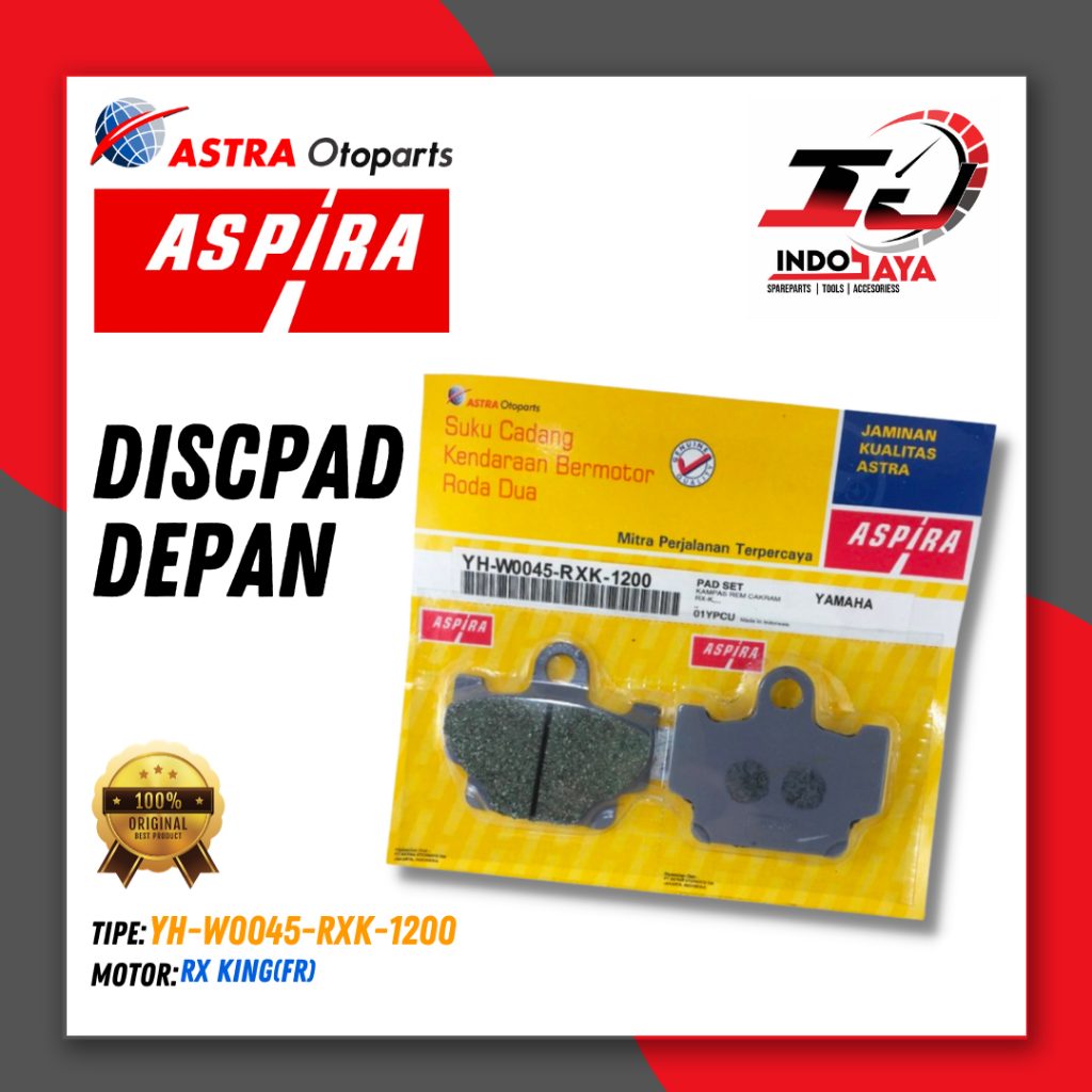 [BAYAR DI TEMPAT] ASPIRA DISCPAD KAMPAS REM DEPAN RX KING / RX-KING / DISPAD / DISPED FRONT / YH-W00