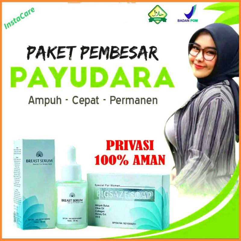 Pembesar dan pengencang Payudara Instacare Bpom ori sabun dan serum Bigsaze soap Breast serum aman t