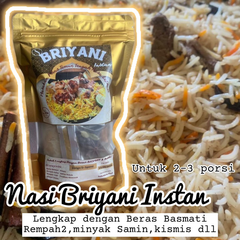 

Nasi BRIYANI INSTAN LENGKAP DENGAN BERAS BASMATI DAN REMPAH untuk 2-3 porsi