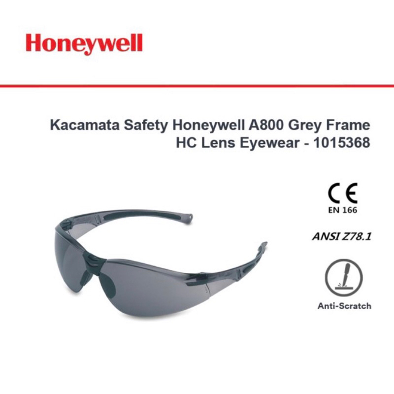 Kacamata Safety Glasses Honeywell A800 Grey Lens 1015368 - Kacamata Proyek Honeywell A800