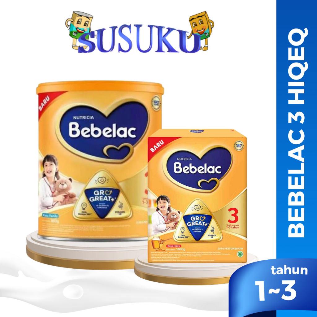 

Bebelac 3 HIQ-EQ Susu Pertumbuhan Anak 1-3 tahun Rasa Vanila/Madu 400gr