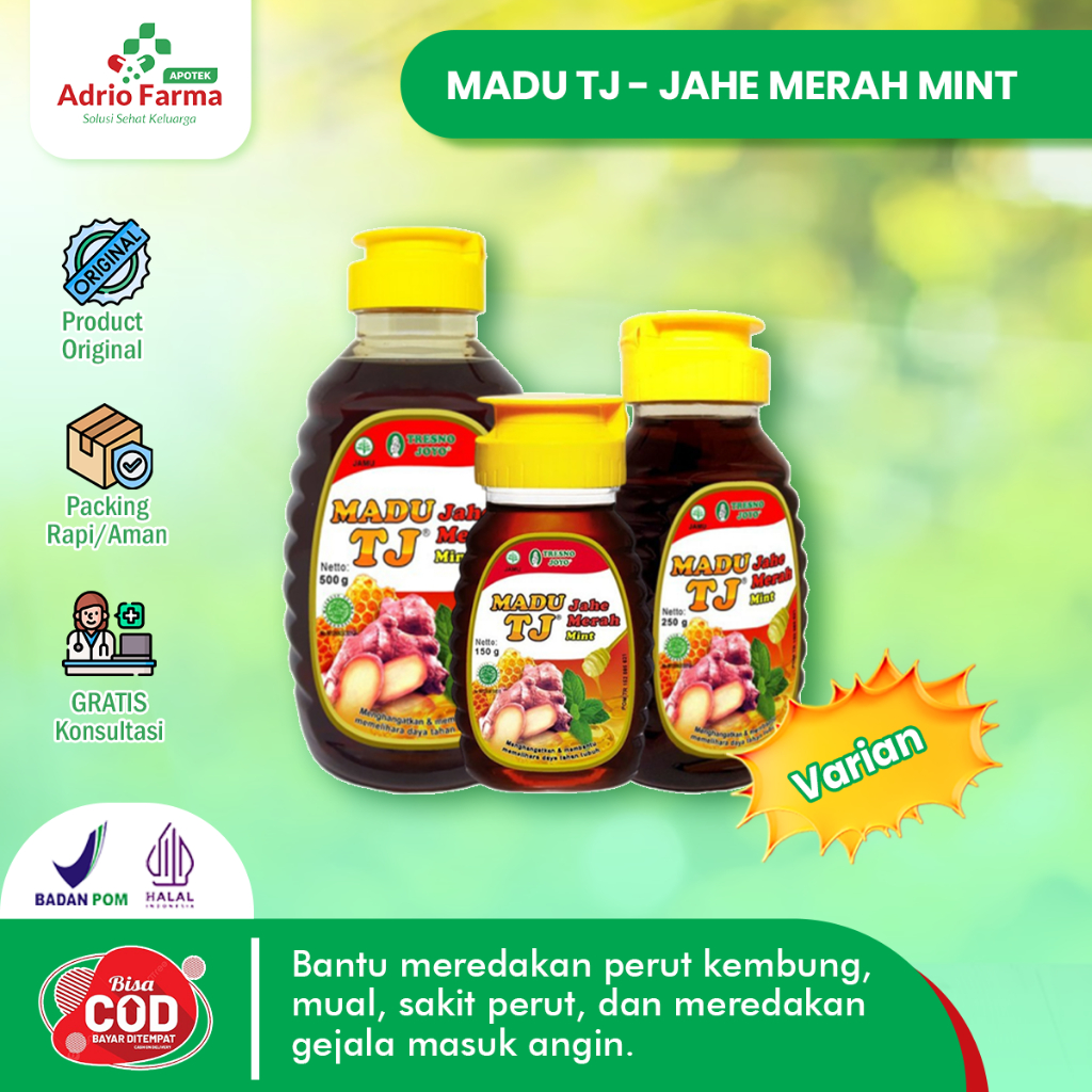 

Madu TJ - JAHE MERAH MINT Botol @ 150g / 250g / 500g - Madu Untuk Kesehatan & Meringankan Gejala Masuk Angin - Menghangatkan Tubuh