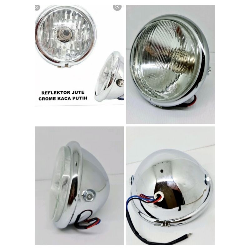REFLEKTOR CB 100 BATOK CHROME LAMPU JUTE PLUS KACA BENING