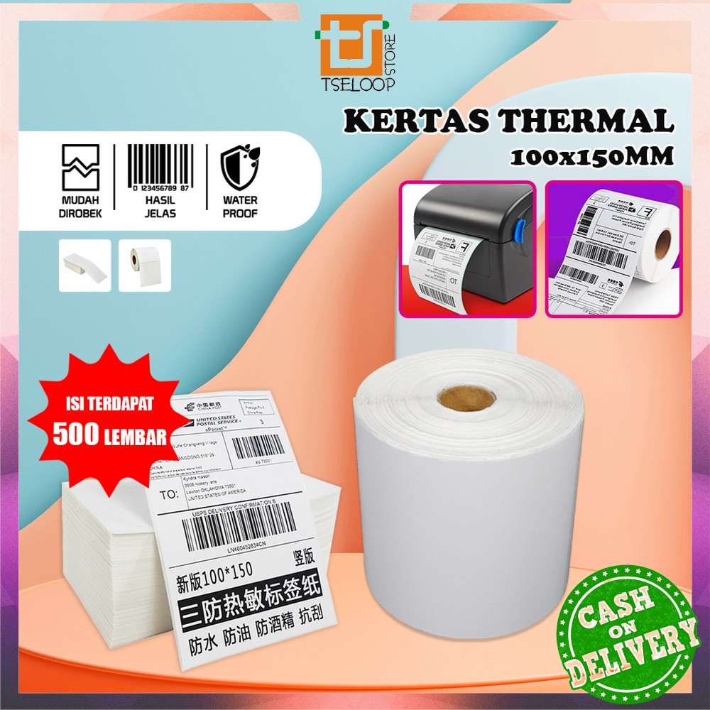 

OFM-A72 Label Sticker Thermal 100x150 MM Isi 500 LEMBAR / Kertas Stiker Resi Label Barcode / Kertas Thermal Kertas Printer