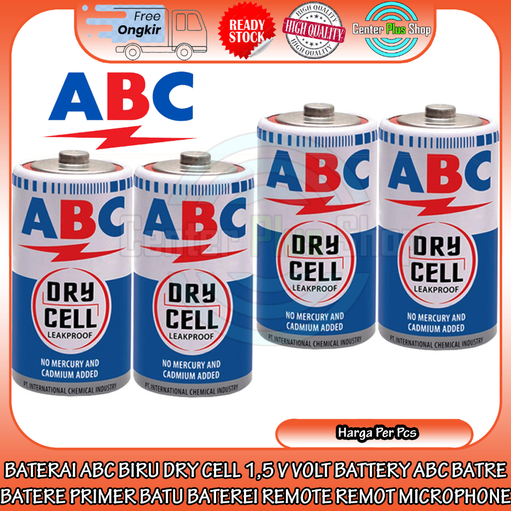 BATTERY BESAR BATERAI ABC BIRU DRY CELL R14C 1,5 V VOLT ISI 1 PCS TANGGUNG BATTERY MAINAN MP3 BATRE 