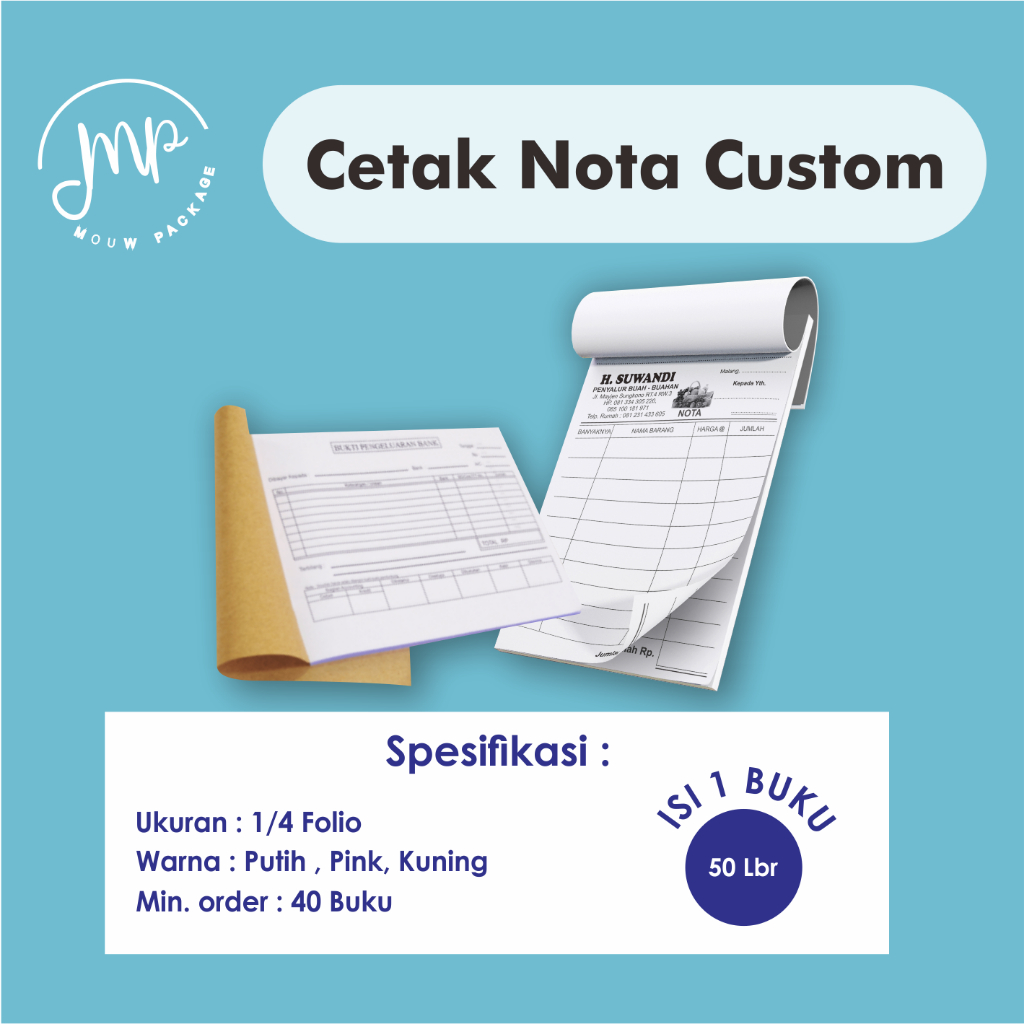 

CETAK NOTA CUSTOM BRAND / DESIGN SENDIRI *MINIM 40 BUKU