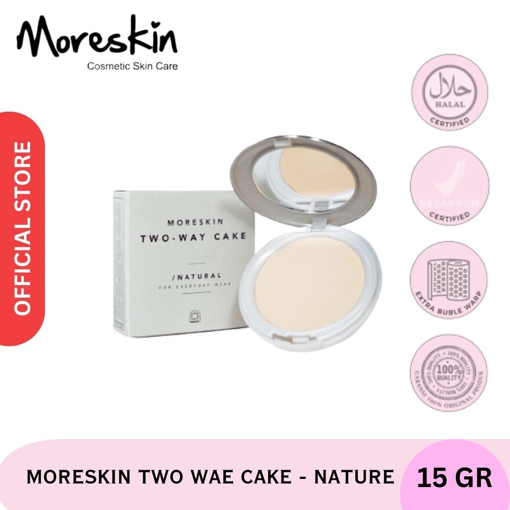 Moreskin Two Way Cake NATURAL Bedak Wajah - Bedak Glowing - Bedak Pemutih Wajah - Bedak Glowing Waja