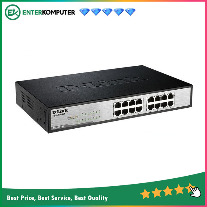 D-Link Desktop 16 Port 10/100/1000 Gigabit Switch - DGS-1016D/C (Metal)