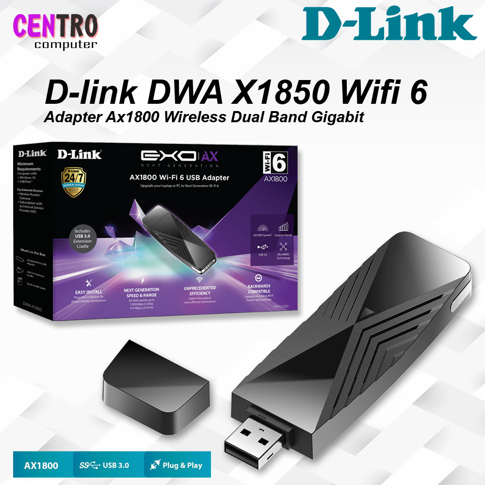 Dlink DWA X1850 Wifi 6 Usb Adapter Ax1800 Wireless Dual Band Gigabit