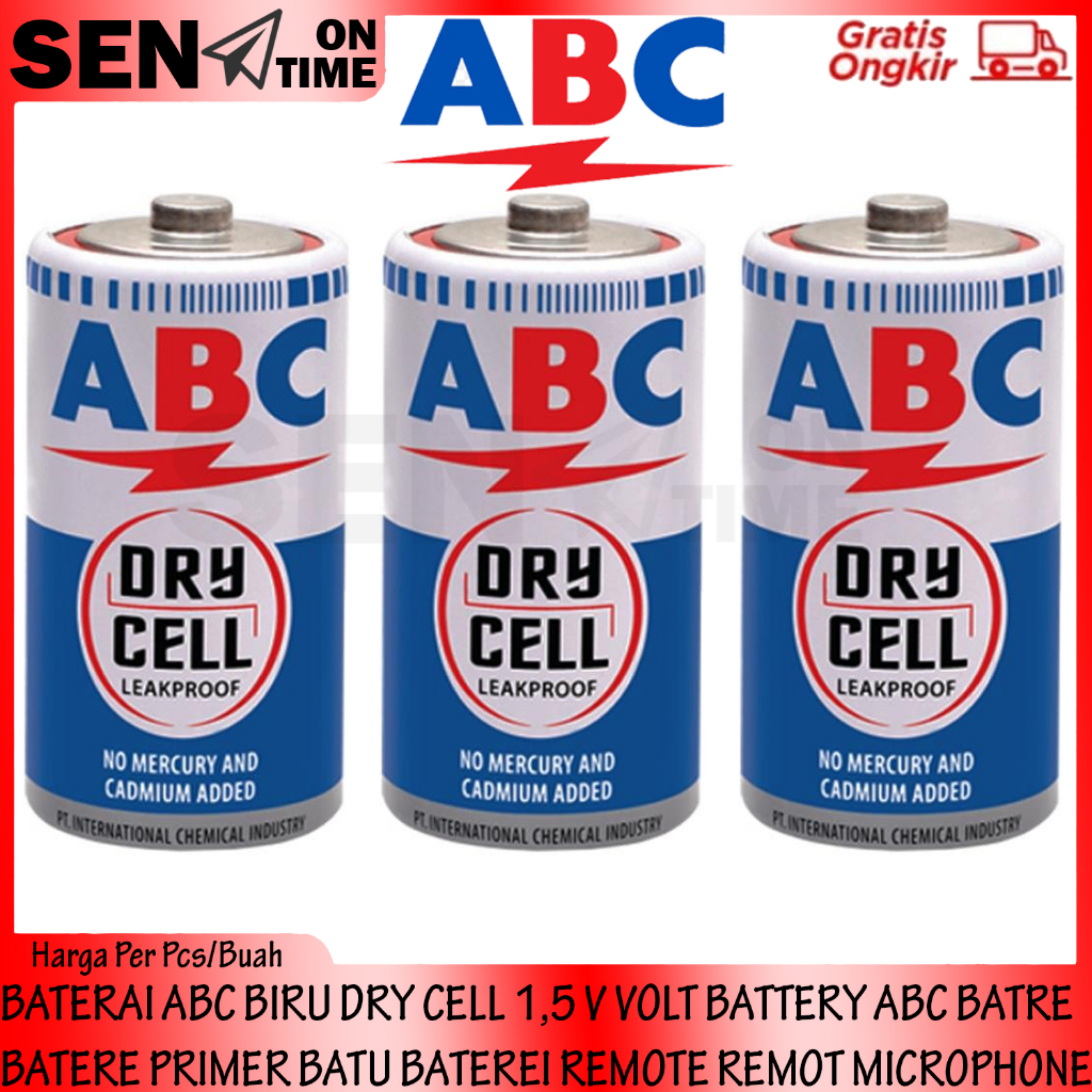 Baterai Abc Biru Besar Dry Cell R14c 1,5 V Volt Isi 1 Pcs Battery Tanggung Battery Mainan Mp3 Batre 