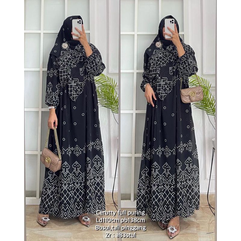 GAMIS ETHNIC SET HIJAB SEGI EMPAT