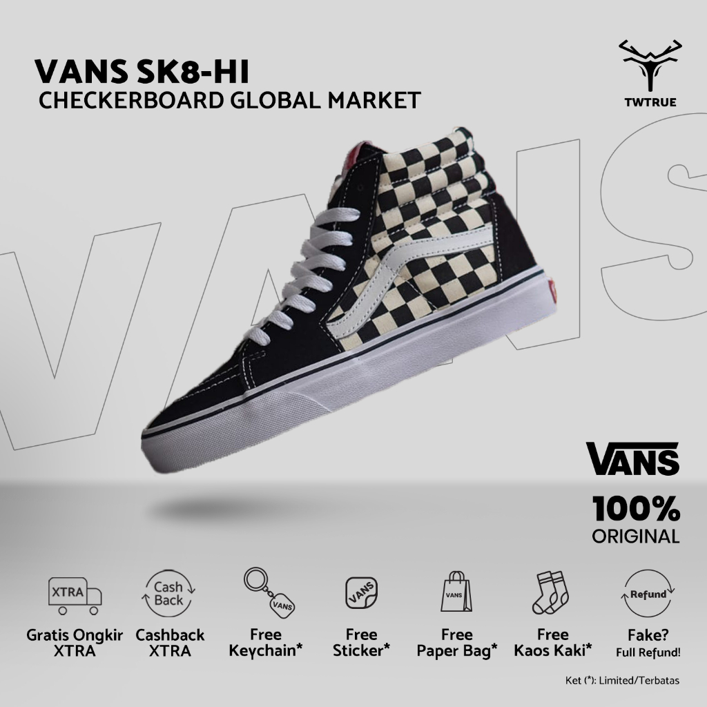 Sepatu Vαns | Vαns Sk8 Hi Checkerboard | Vαns | Vαns Sk8 Hi | Original