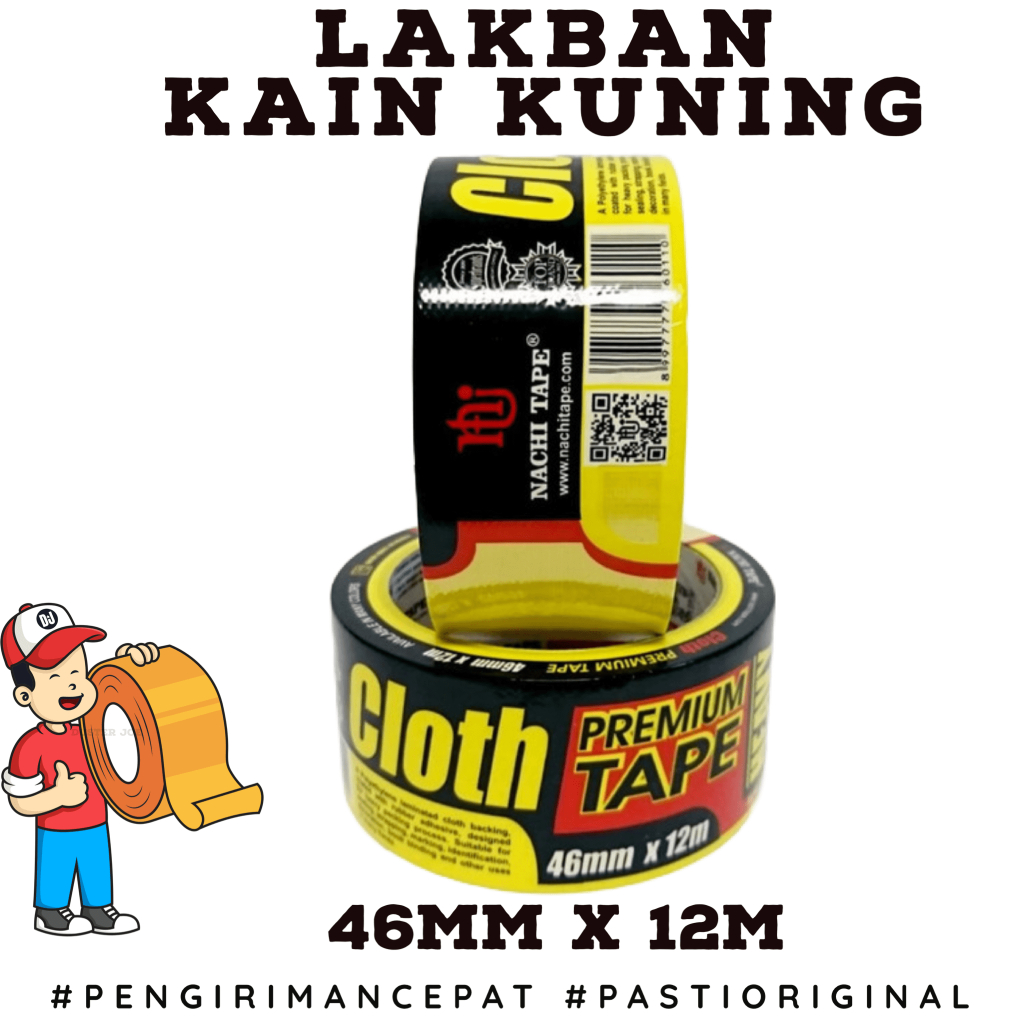 

Lakban Kain Kuning Nachi 2 inch 46mm 12M / Cloth Tape PER 1 ROL