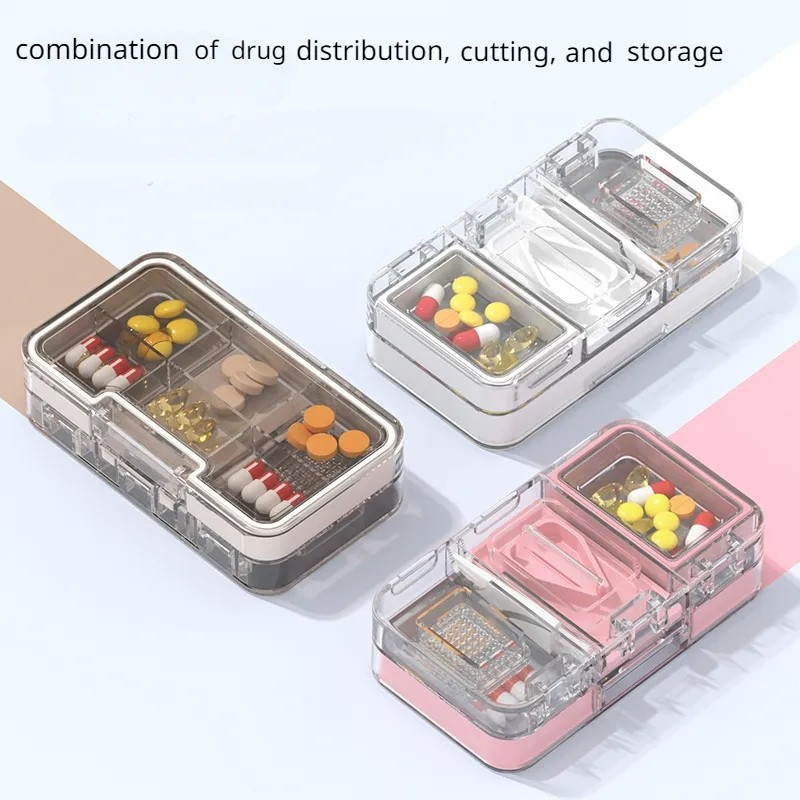 MH - Tempat Obat 3in1 Pemotong Penghancur Traveling Box Obat Portable 0988