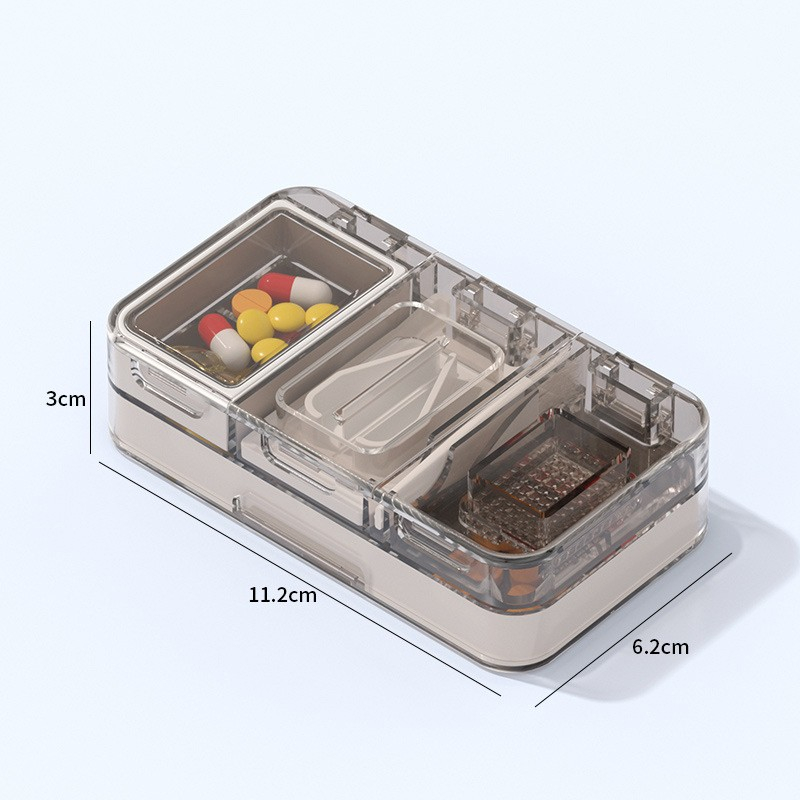 MH - Tempat Obat 3in1 Pemotong Penghancur Traveling Box Obat Portable 0988