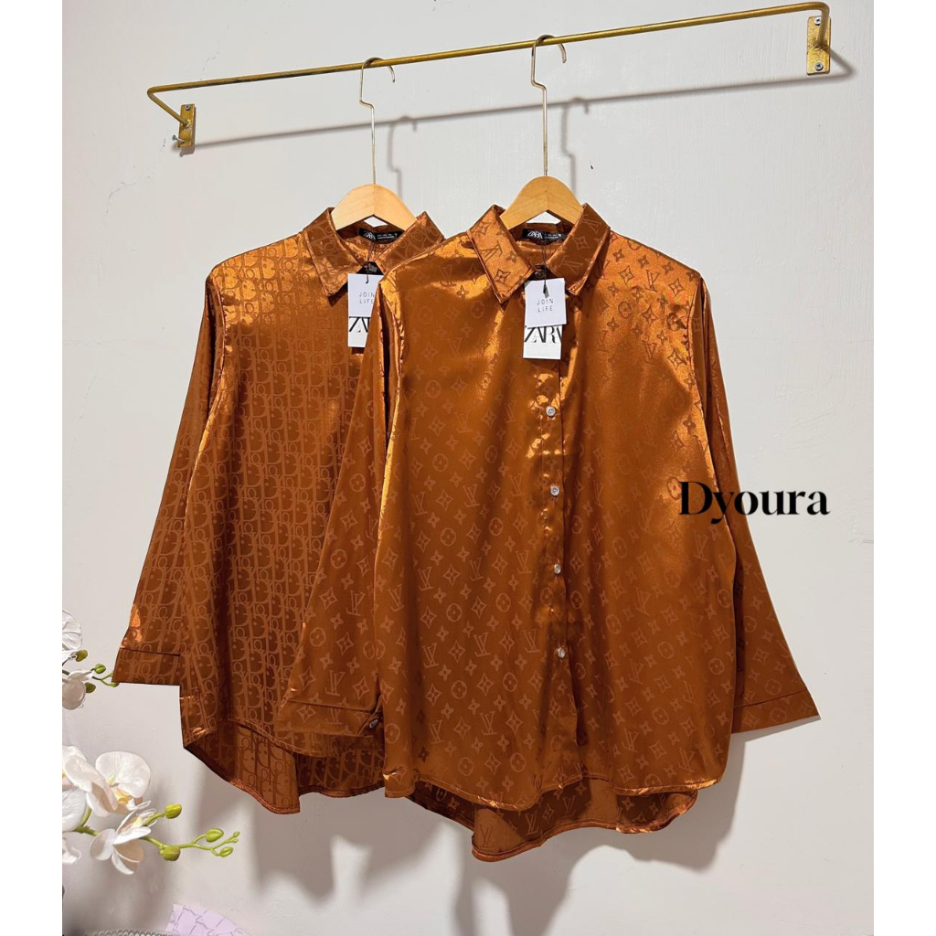 Kemeja satin wanita/ kemeja wanita lengan panjang/ kemeja satin ld 120/ kemeja satin terbaru