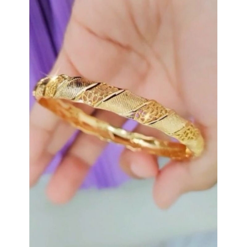 Gelang tangan kroncong wanita dewasa titanium asli gold terbaru Anti karat