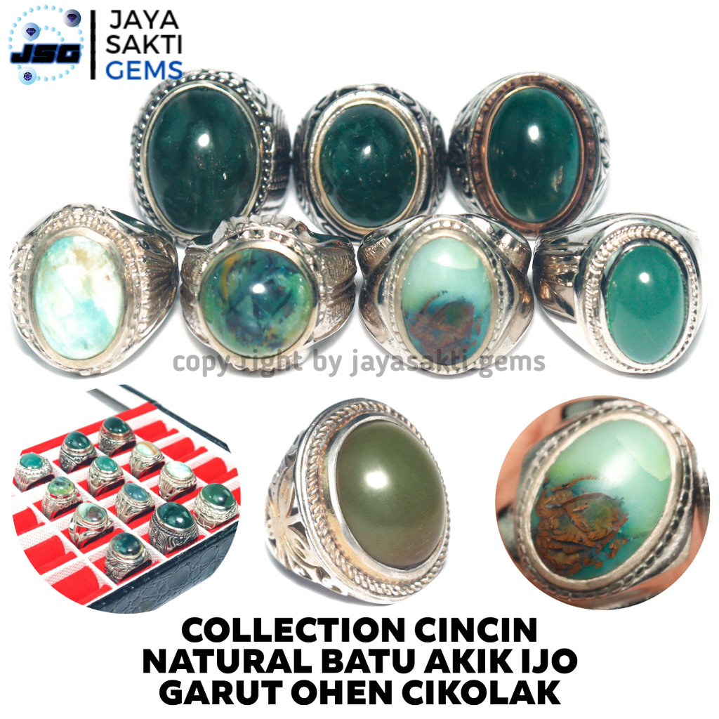 Collection Aneka Cincin Natural Batu Akik Ijo Garut Ohen Cikolak