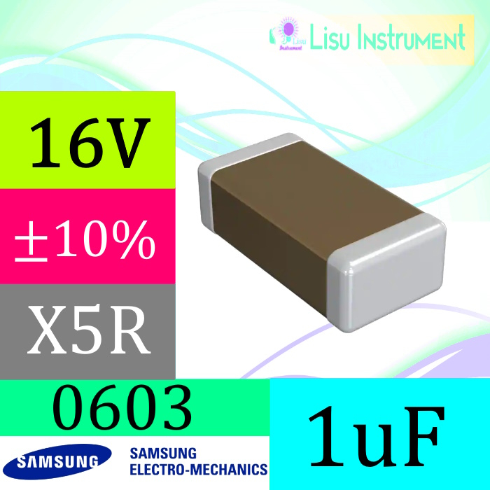 1uF ±10% 16V X5R 0603 1608(mm) SMD Multilayer Ceramic Capacitor MLCC SMT Samsung CL10A105KO8NNNC