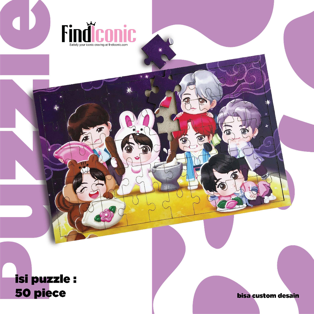 MAINAN PUZZLE ANAK K-POP /BTS/BT21/CHIBI LUCU MAINAN JIGSAW PUZZLE / PUZZLE 50pcs
