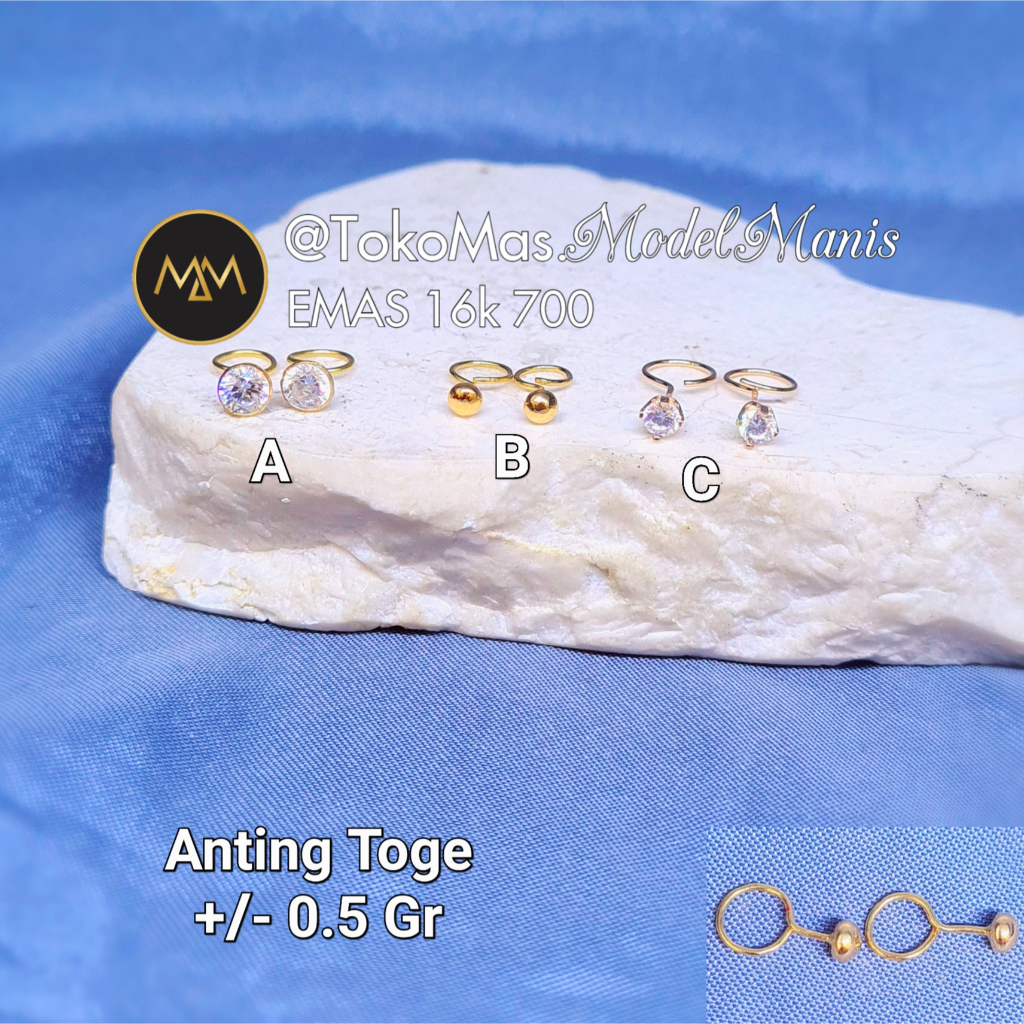 Anting toge Emas 700  Anting bayi kadar 16 K