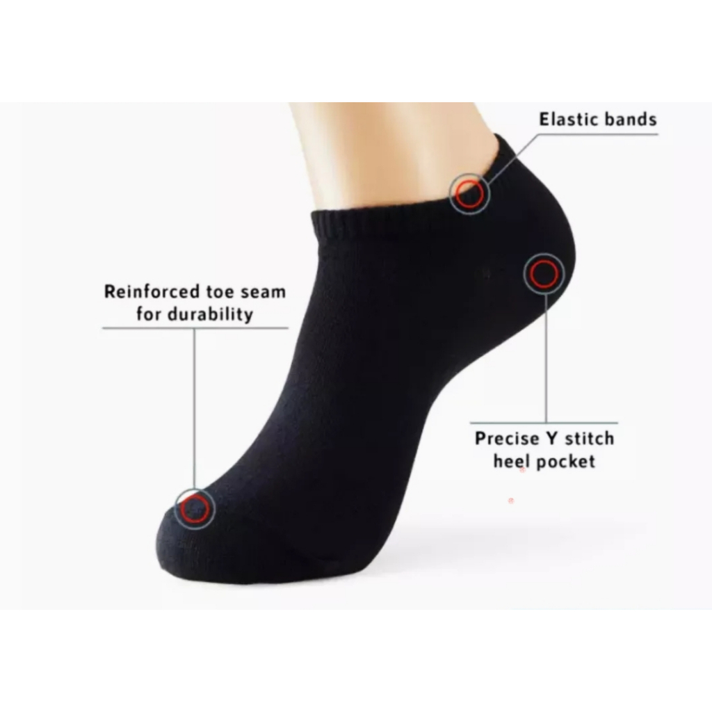 12 pasang kaos kaki hitam pendek-kaus kaki semata kaki hitam-Mata Kaki Hitam | Sport Mata Kaki Hitam