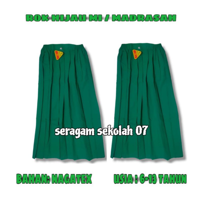 Rok hijau panjang sekolah MI/Madrasah anak perempuan