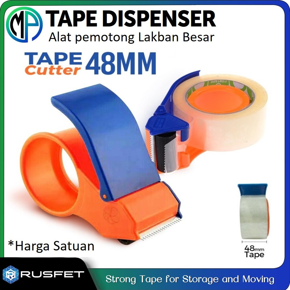 

Tape Dispenser Cutter Bahan Plastik 48mm / Alat Pemotong Lakban Besar 2inch Merek Rusfet Ecer Murah