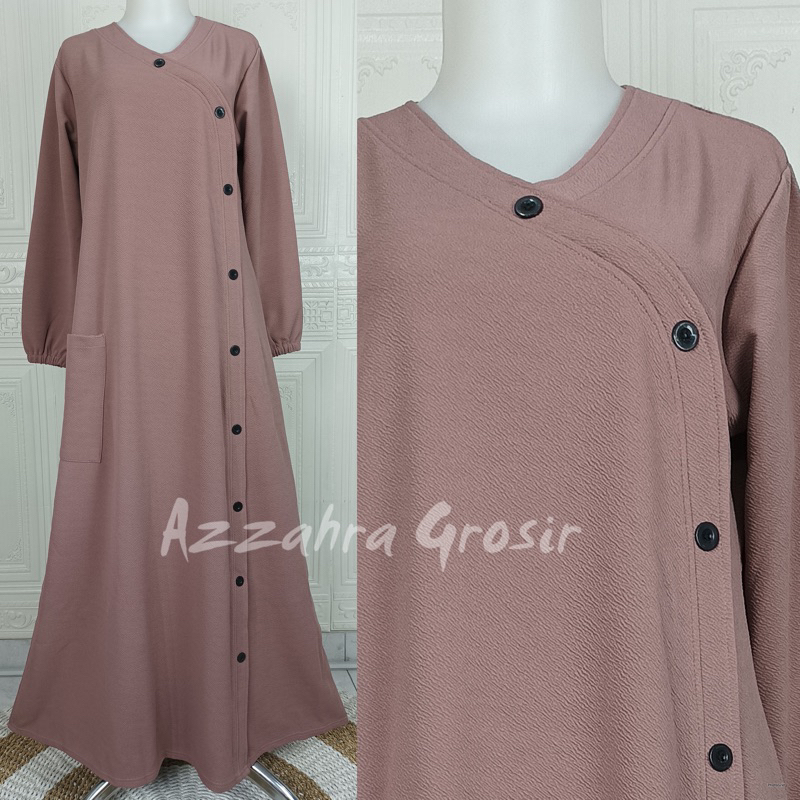 AM - ANZANA Maxy Gamis Wanita Muslim Lemon Skin Milano Melar-Choco