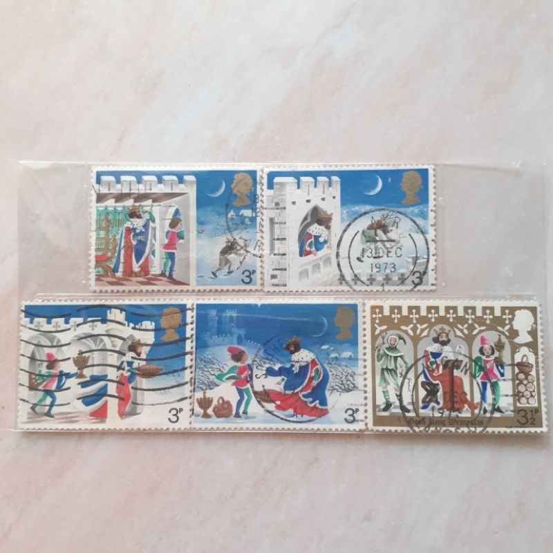 

Perangko Inggris Britania Raya Christmas Tahun 1973 (Good King Wenceslas) set 5pcs