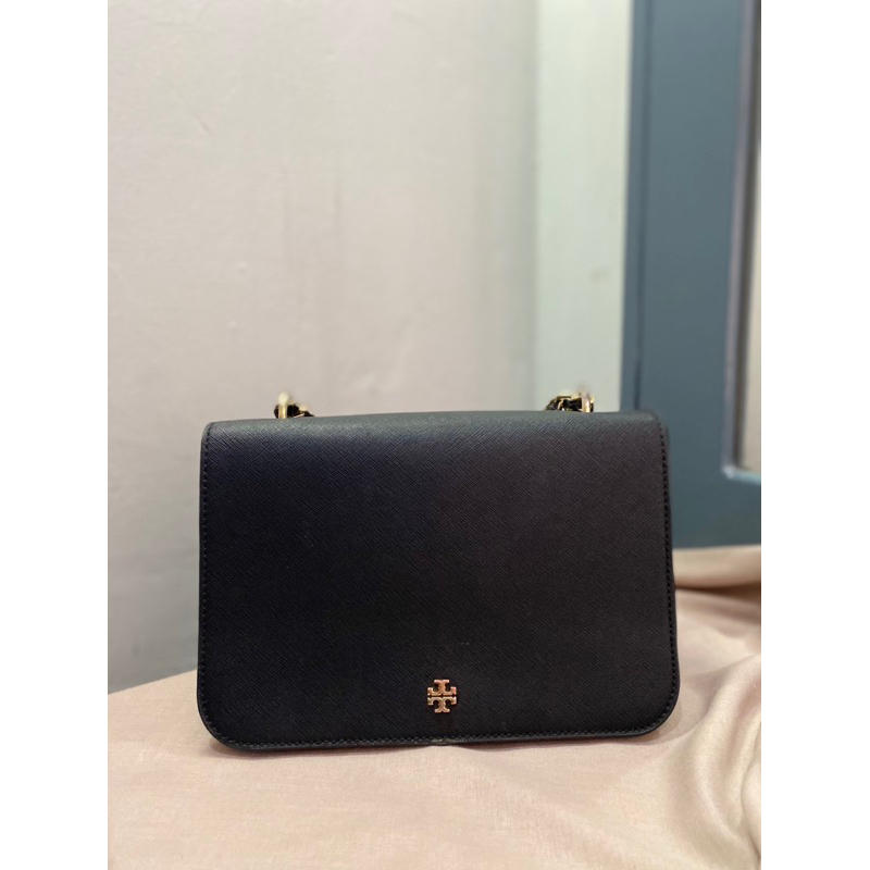 Preloved Tory Burch Emerson Flap Adjustable Shoulder Bag - Black/Hitam
