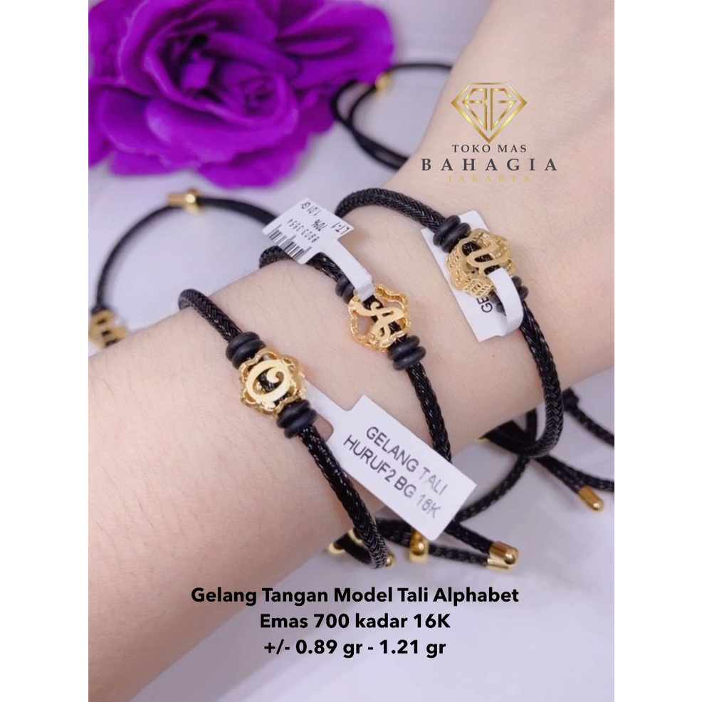 Gelang Tangan Model Tali Alphabet Emas 700 Kadar 16K