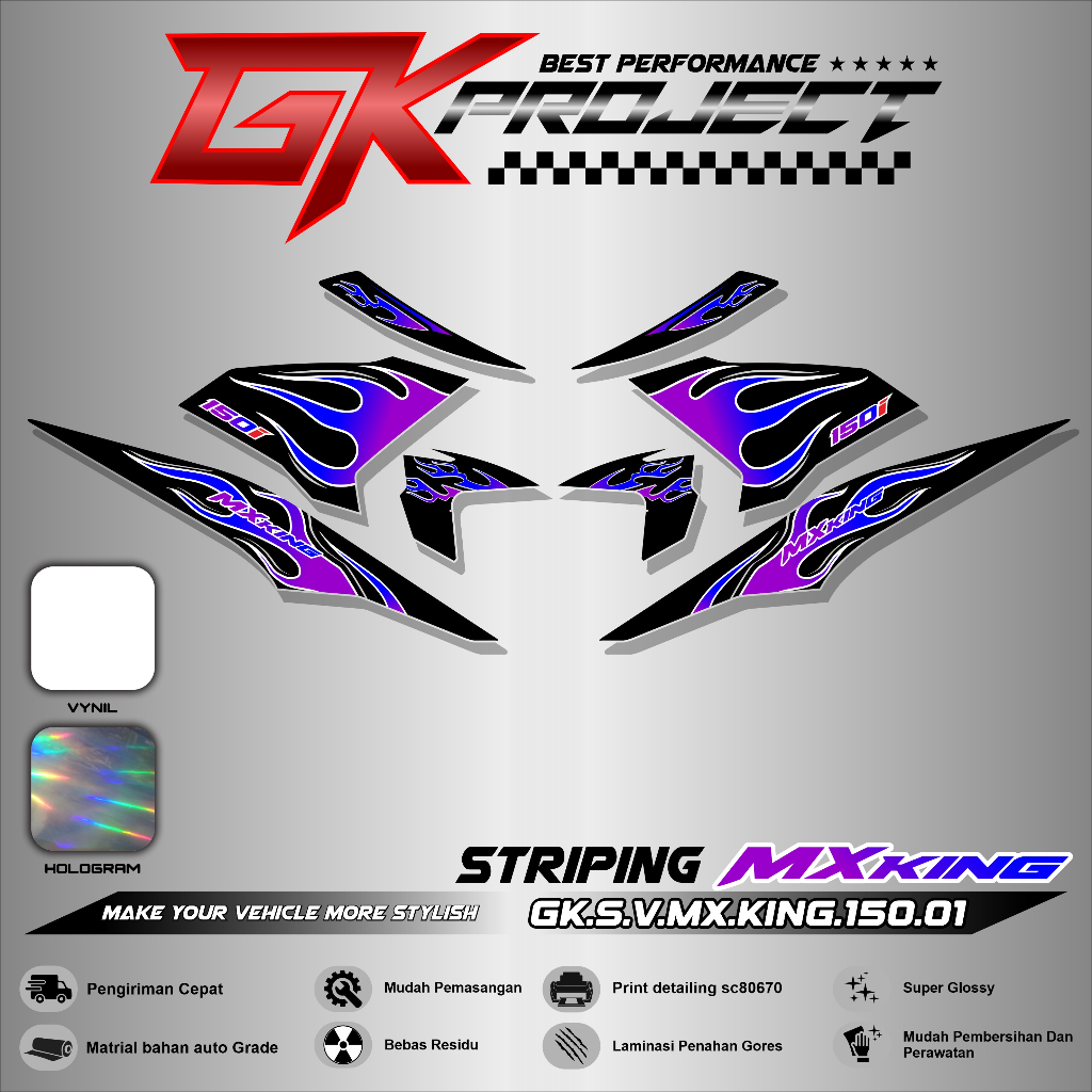 GK - STRIPING MX KING 150  MOTIF HOT WHEELS | STRIPING MX KING 150 NEW KEREN TRANSPARAN HOLOGRAM 01