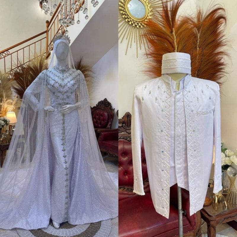 CAUPLE TERLARIS GAUN DRESS JUBAH BEREKOR |BAJU PENGANTIN TERBARU|KEBAYA DRESS COUPLE|GAUN DRESS MUSL