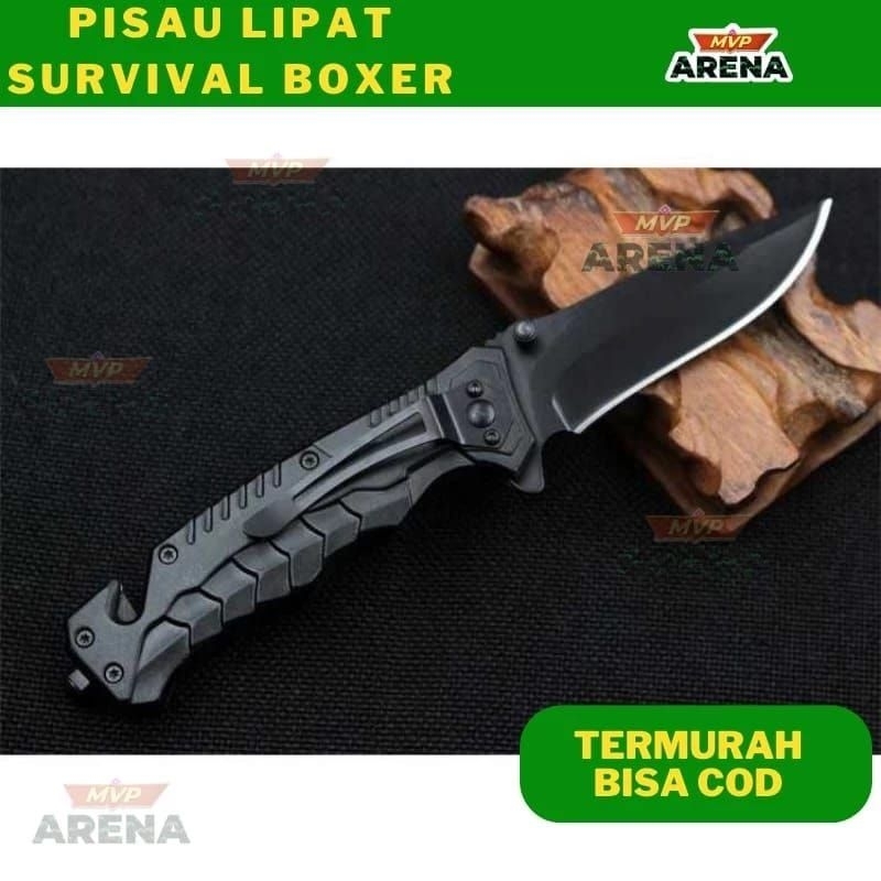 {{ORIGINAL}} KNIFEZER Pisau Lipat Boker CS GO Collector Portable Knife Square Head - K390 - Black
