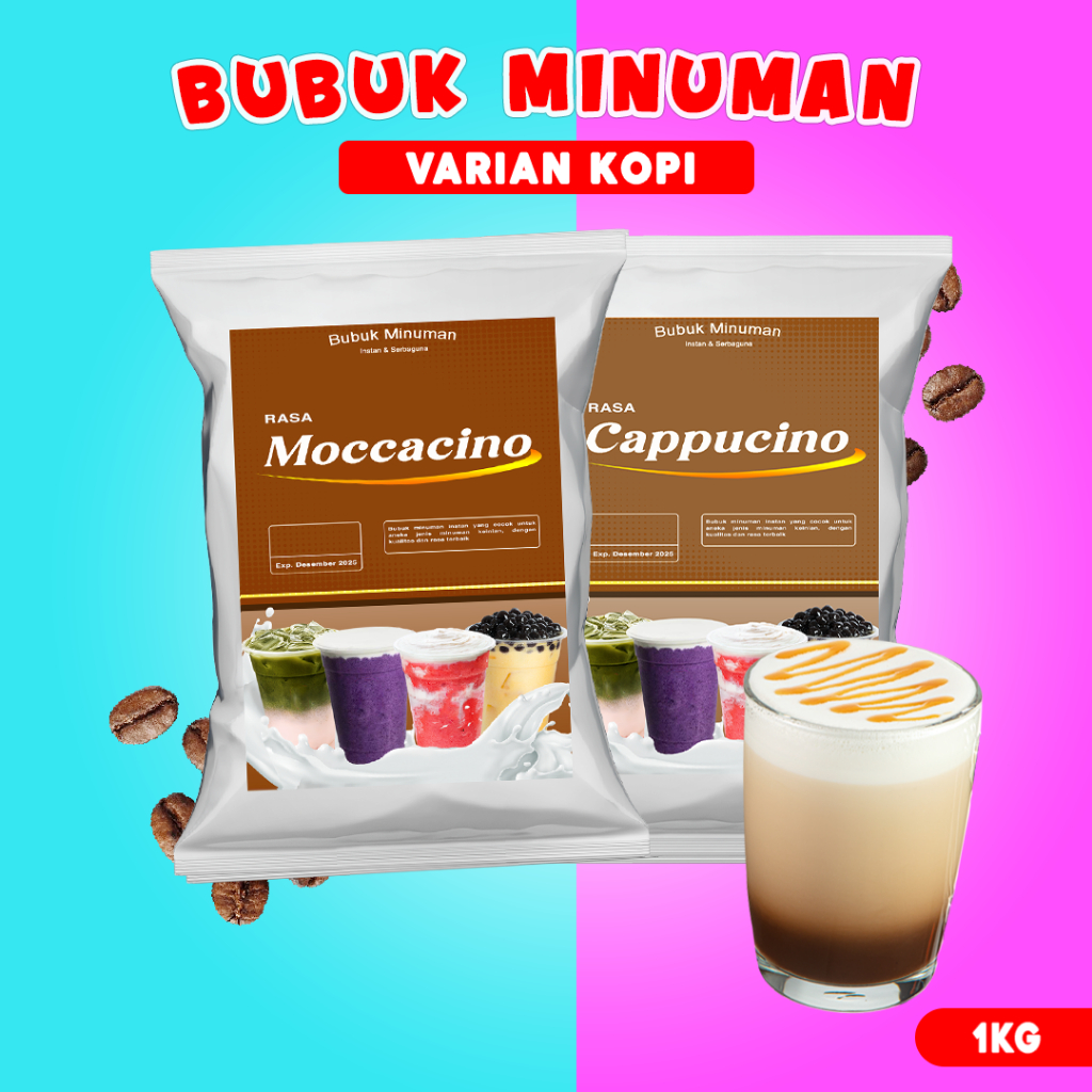 

BUBUK MINUMAN RASA 1KG / BUBUK MINUMAN ANEKA RASA KOPI / SERBUK MINUMAN 1KG / BUBUK MINUMAN BOBA / BUBUK MINUMAN KEKINIAN 1KG / SERBUK MINUMAN KEKINIAN