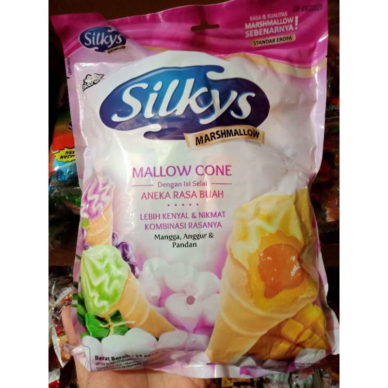 

Silkys Mallow Cone Marshmallow Aneka Rasa Buah 24Pcs