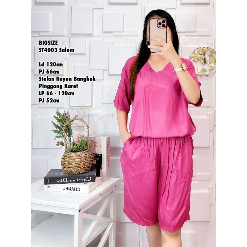 4003 setelan polos rayon jumbo