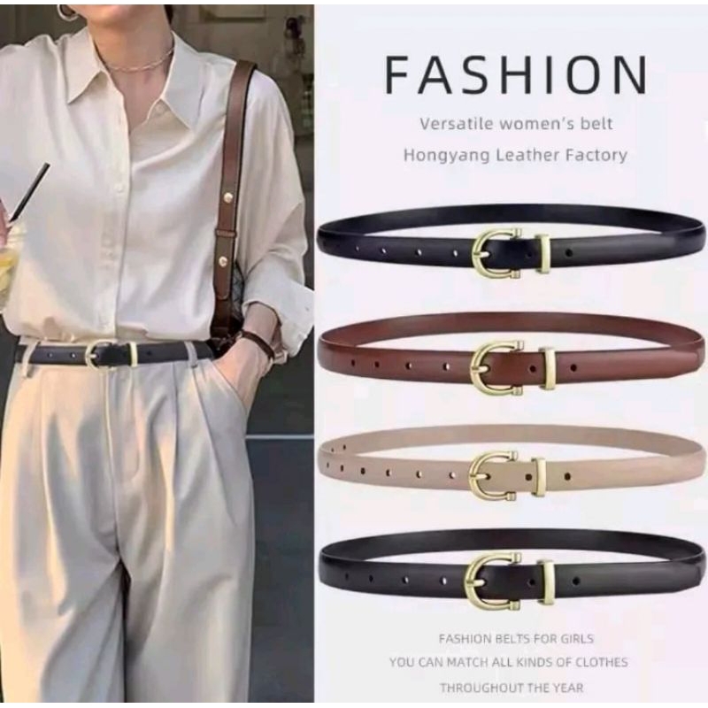Ikat Pinggang Wanita Kulit PU Korean Fashion Import Tali Pinggang Belt Gesper Casual