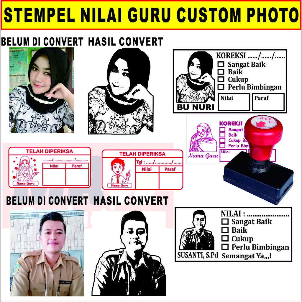

Stempel Nilai Custom Nama Photo Pribadi Guru PAUD TK SD