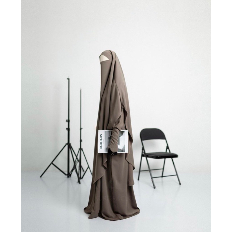 One set Nour Abaya Formal Black internet size 4 Fk Long Classic Auroraclo Zaysaku (Live Shopee)