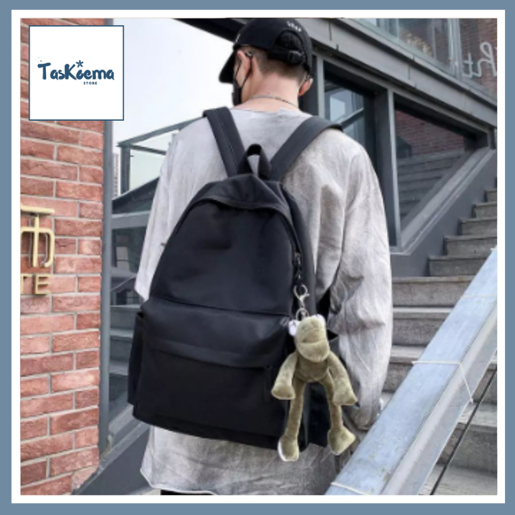 [BISA COD] Tas Sekolah Polos Anak SMP SMA Kuliah Colorfull Warna Pastel Ransel Wanita Korea Backpack