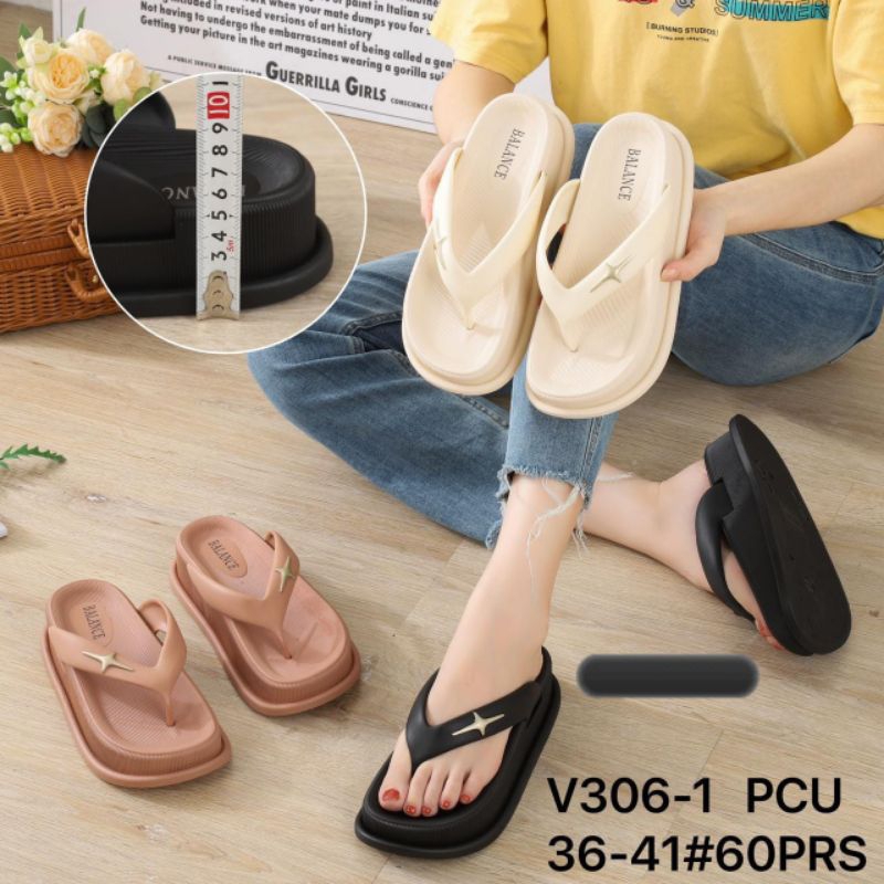 Sandal jelly jepit wanita Holding Balance impor