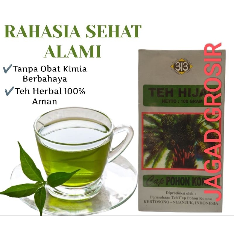 

Teh Hijau Tubruk CAP POHON KURMA isi 100gr Green Tea Herbal Alami Original | Wali Barokah WB JAGAD GROSIR